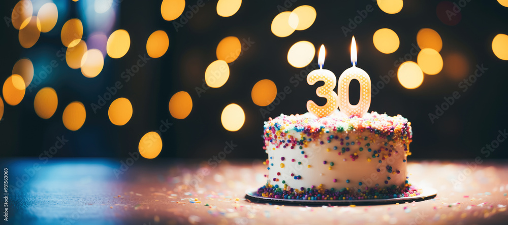 a homemade birthday cake with thirty number, with its colorful icing and sweet surprises, promising a joyful celebration for the 30th special day.