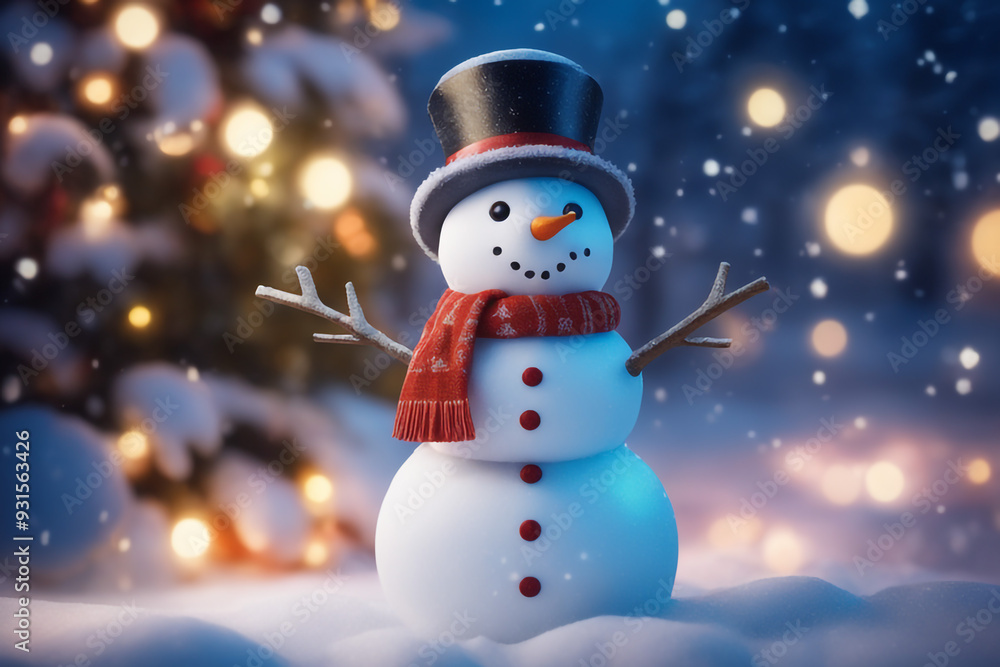 Snowman with winter landscape and snow high quality background
Snowman with winter landscape and snow high quality background