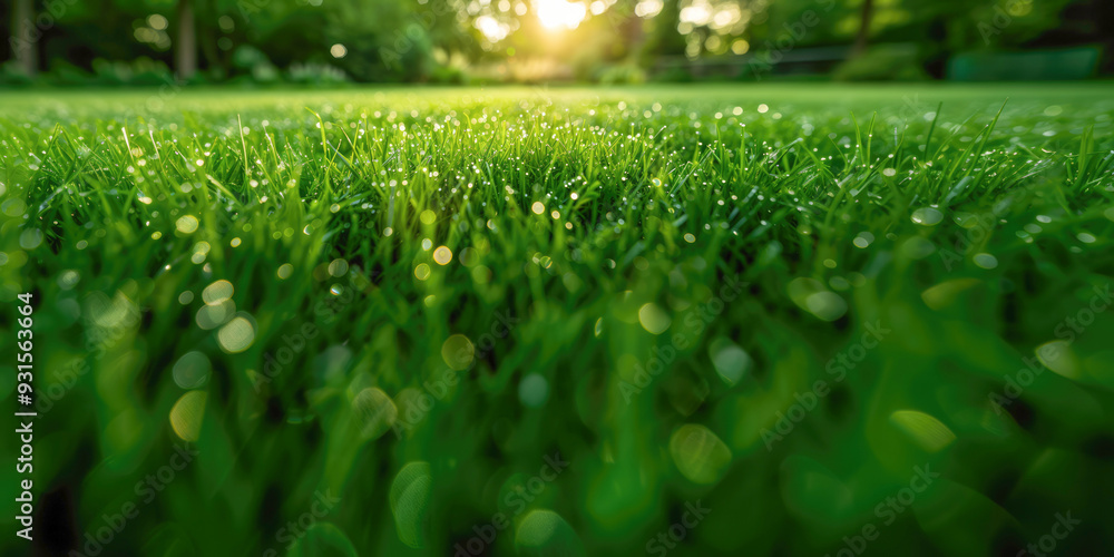 Fresh green grass in a sunlit meadow, capturing the bright vitality of summer mornings Fresh green grass in a sunlit meadow, capturing the bright vitality of summer mornings