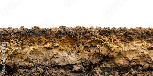 Obraz na płótnie Detailed cross-section of soil revealing its geology and structure, crucial for understanding land composition w salonie