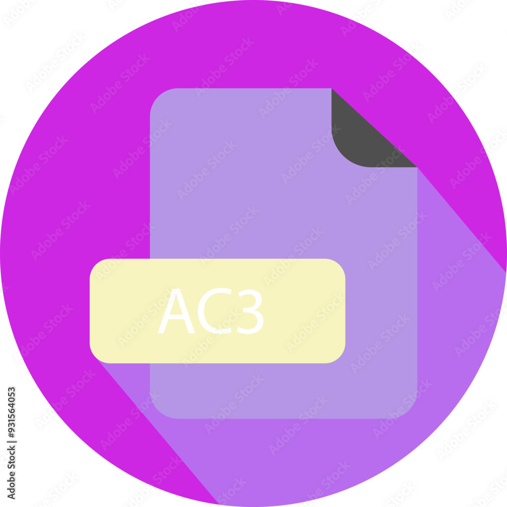 AC3 File icon fill rounded corners bold outline AC3 File icon fill rounded corners bold outline
