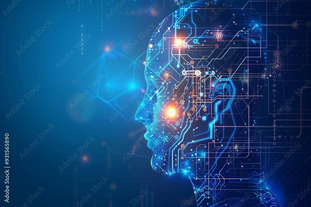 Abstract Virtual AI Brain Concept Background Abstract Virtual AI Brain Concept Background