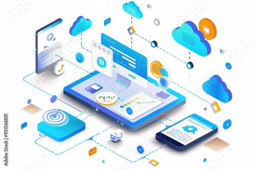 Wallpaper Mural illustration of cloud storage Torontodigital.ca