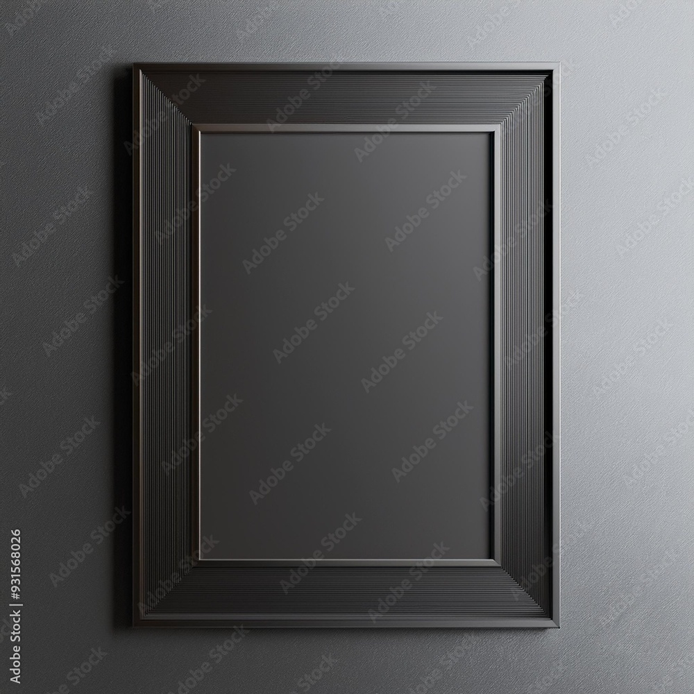 Elegant Vertical Black Frame Mockup: 3D Wall Close-Up Elegant Vertical Black Frame Mockup: 3D Wall Close-Up