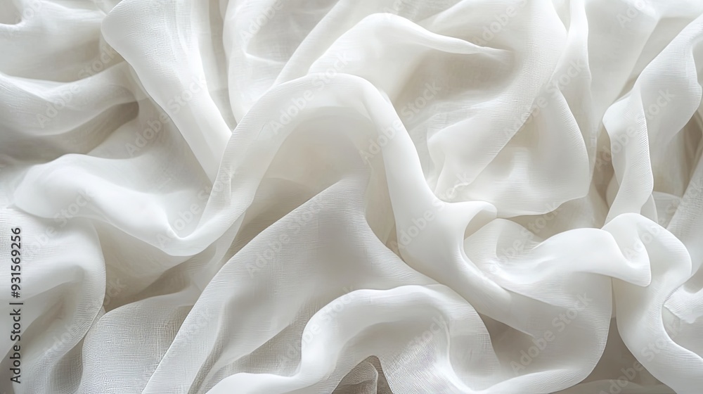 Artistic close-up macro photograph of crumpled white fabric, showcasing the intricate textures and subtle shadows, designed to create a sophisticated and calming background. Artistic close-up macro photograph of crumpled white fabric, showcasing the intricate textures and subtle shadows, designed to create a sophisticated and calming background.