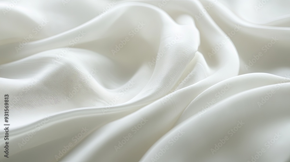 Fototapeta premium High-definition macro shot of white fabric, showcasing the fine texture and subtle wrinkles with soft lighting to create a smooth and calming background.