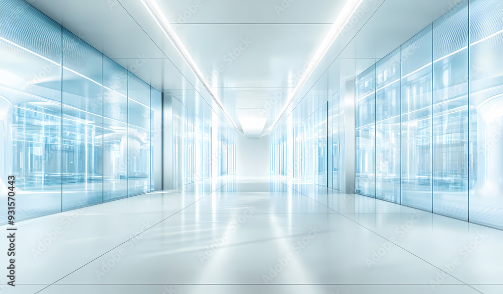 Bright and Spacious Futuristic Interior with Glass Walls Bright and Spacious Futuristic Interior with Glass Walls
