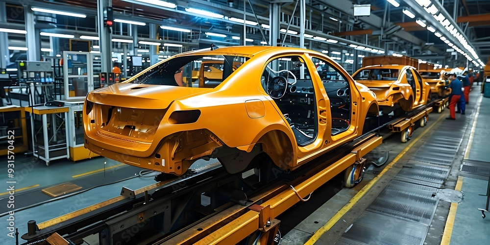 Naklejka premium Vehicle Assembly Line 