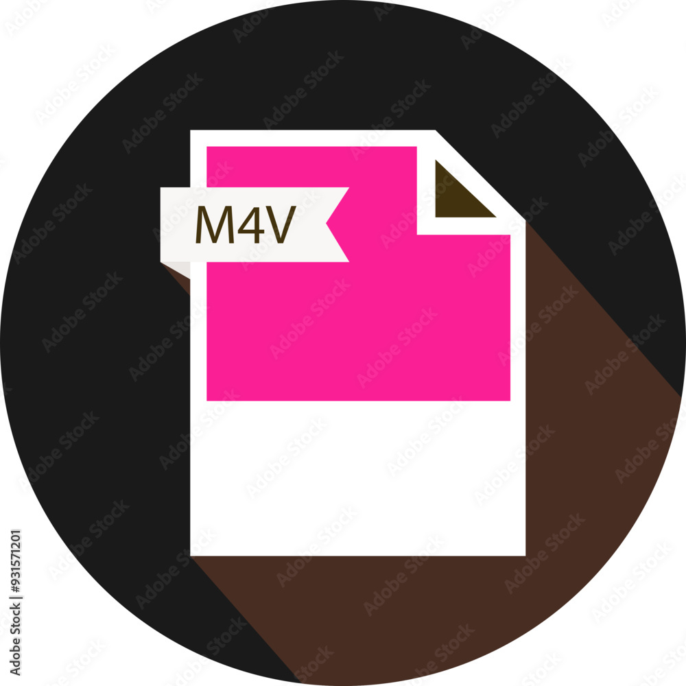 M4V File format icon and black shadow circular shape M4V File format icon and black shadow circular shape