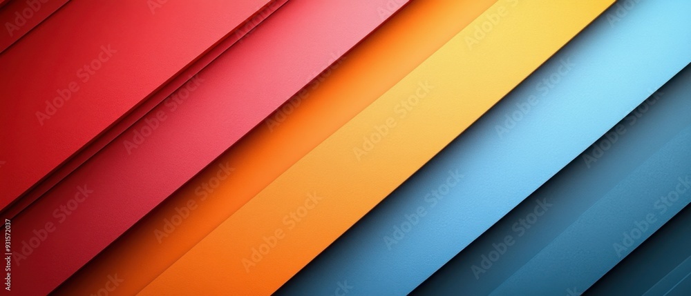 Vibrant Abstract Background with Colorful Diagonal Stripes in Red, Orange, Yellow, and Blue Tones Vibrant Abstract Background with Colorful Diagonal Stripes in Red, Orange, Yellow, and Blue Tones