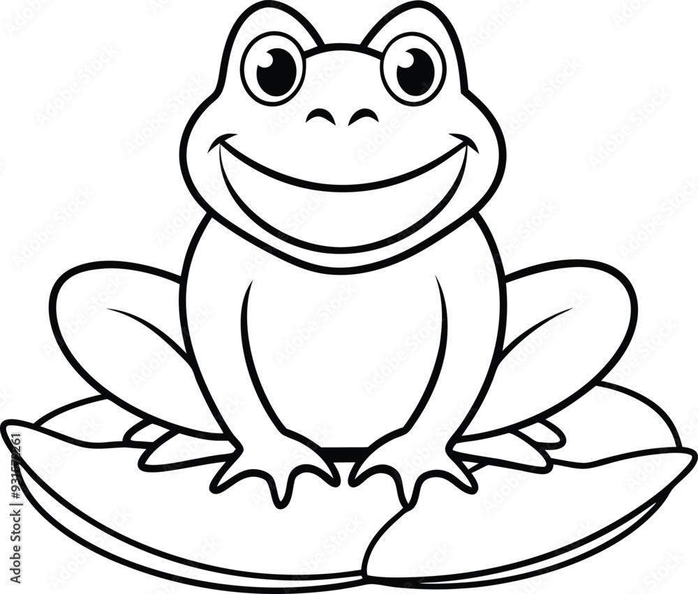 frog cartoon Cute happy line art illustration frog cartoon Cute happy line art illustration