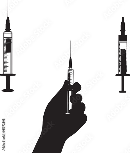 Hand holding Syringe Silhouette