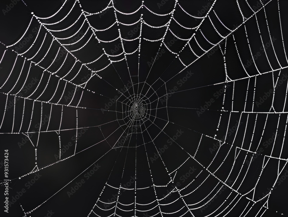 Naklejka premium Dewy spiderweb close-up
