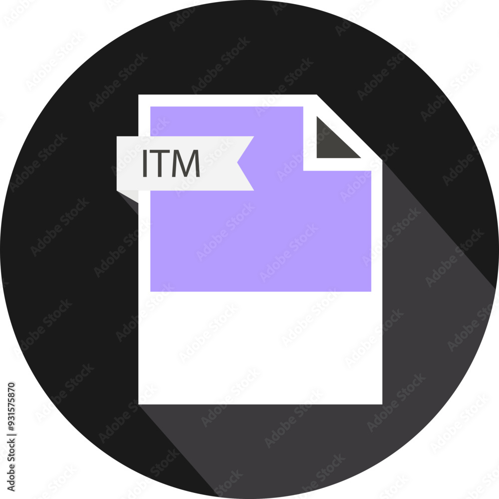 ITM File format icon and black shadow circular shape ITM File format icon and black shadow circular shape
