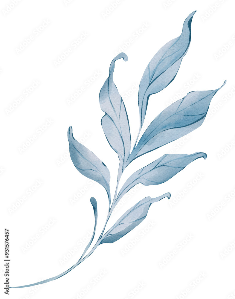 Fototapeta premium Watercolor navy blue branch