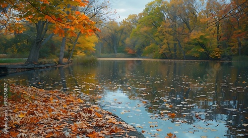 Autumn in Hendrie Valley Sanctuary Royal Botanical Garden Burlington Ontario Canada : Generative AI photo