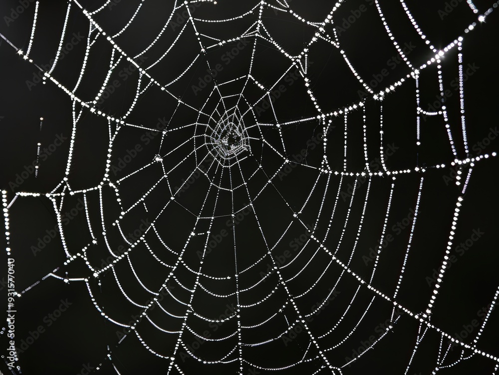 Fototapeta premium Delicate spiderweb with dew