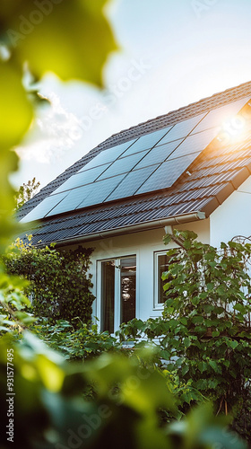 A family house in Germany with solar panels on the roof 