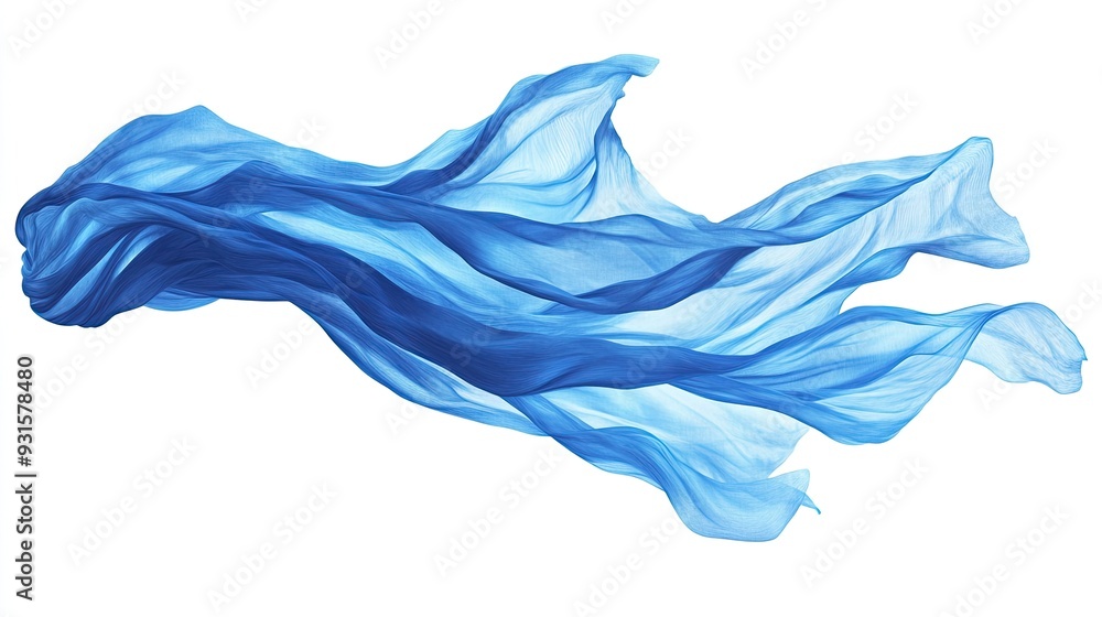 Flowing blue fabric on white background. Flowing blue fabric on white background.