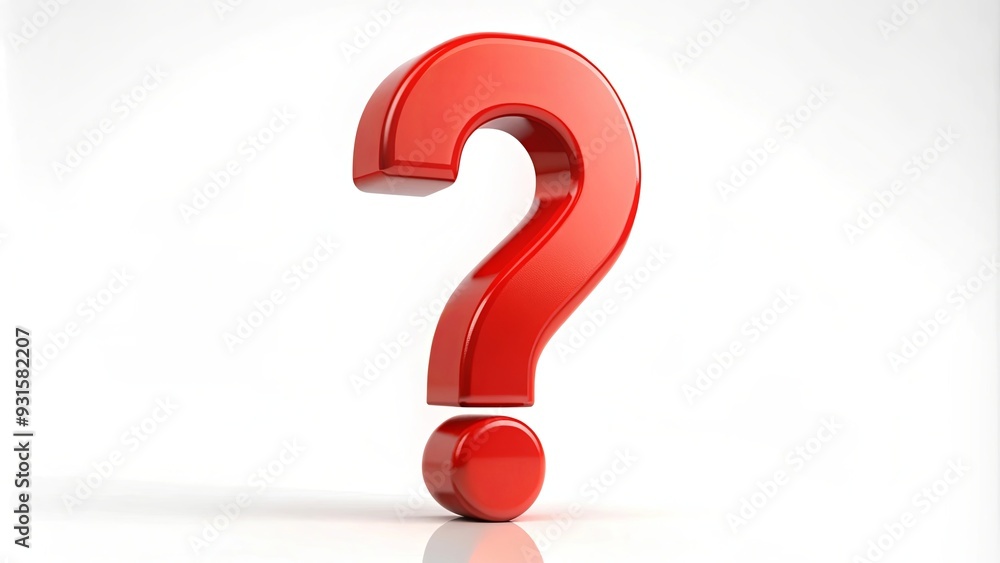 Mysterious big red question mark symbol on white background, puzzle, uncertainty, confusion, doubt, perplexed, inquiry Mysterious big red question mark symbol on white background, puzzle, uncertainty, confusion, doubt, perplexed, inquiry