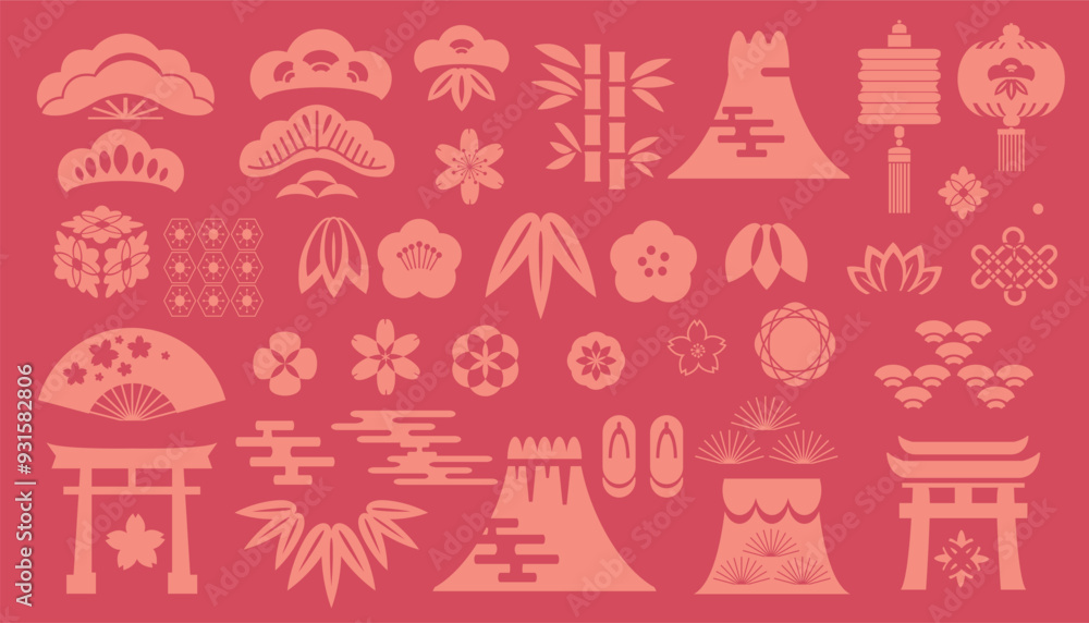 Japanese elements vector set Japanese elements vector set
