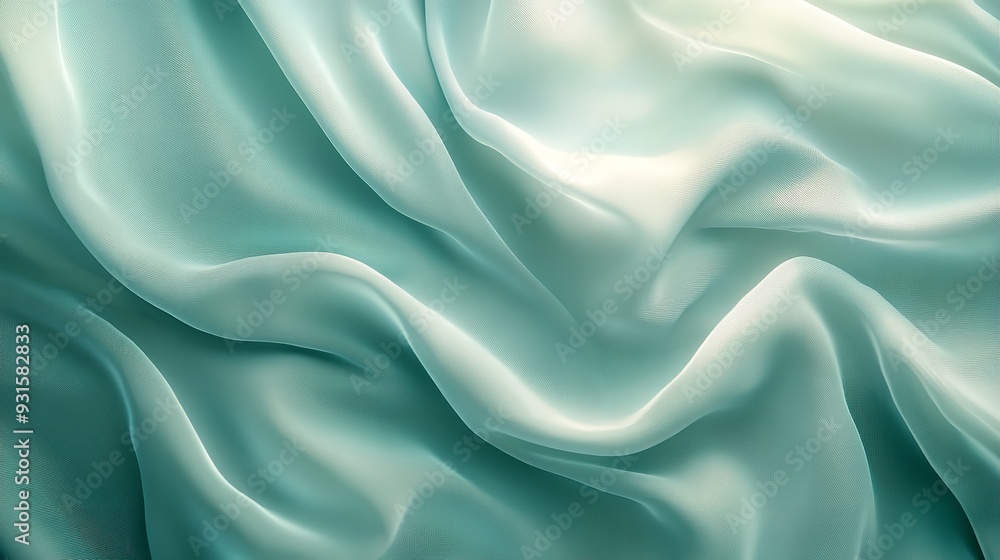 Obraz premium Lustrous Green blue satin surface. Color cloth. Generate Ai