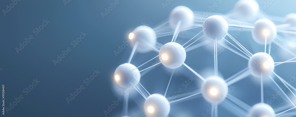 Abstract representation of molecular connections, showcasing nodes and links in a scientific and technological context. Abstract representation of molecular connections, showcasing nodes and links in a scientific and technological context.