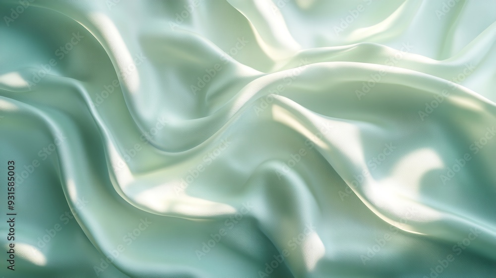 Fototapeta premium Lustrous Green blue satin surface. Color cloth. Generate Ai