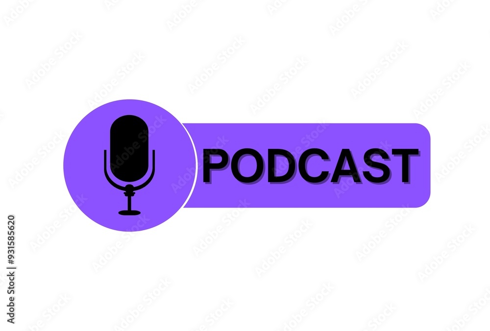 Podcast logo. The microphone icon. Podcast radio icon. Studio microphone with webcast. Audio record concept. Vector illustration. Podcast logo. The microphone icon. Podcast radio icon. Studio microphone with webcast. Audio record concept. Vector illustration.
