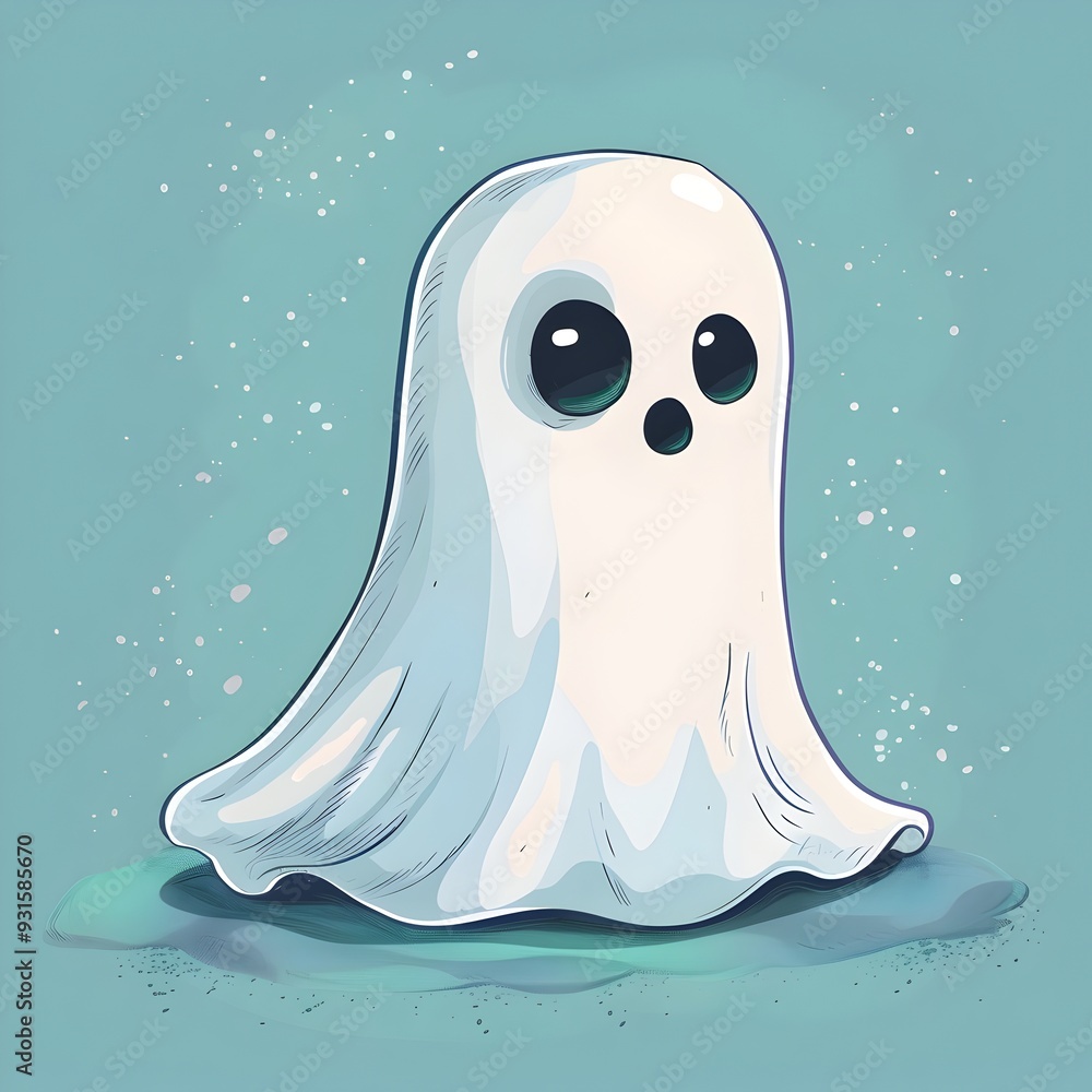 Cute Cartoon Ghost with Playful Spooky Atmosphere for Halloween Cute Cartoon Ghost with Playful Spooky Atmosphere for Halloween
