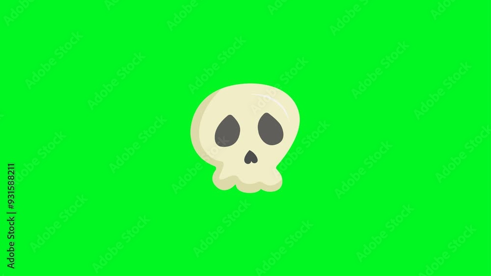 Halloween Cute Skull Transition Background With Green Screen. 4k Animation Halloween Cute Skull Transition Background With Green Screen. 4k Animation