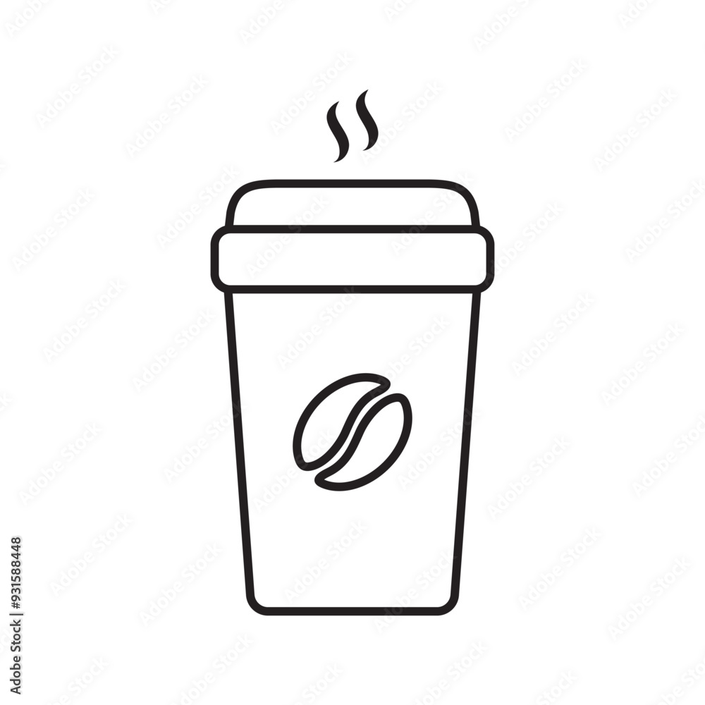Hot coffee cup icon. Paper coffee cup icon isolated on white background. Hot coffee cup icon. Paper coffee cup icon isolated on white background.