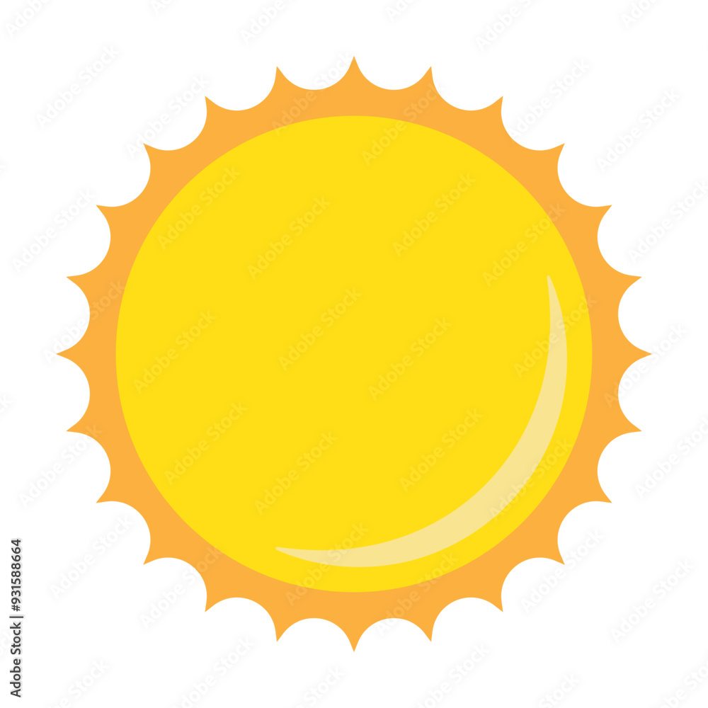 Sun icon in flat style, simple yellow sun. Sun icon in flat style, simple yellow sun.