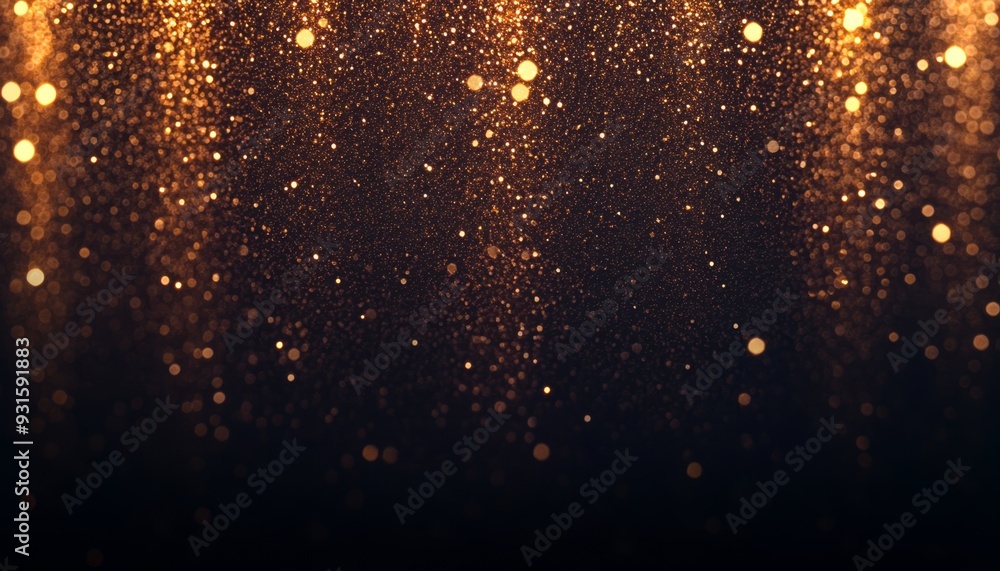 Gold particles sparkling against a dark background, creating an elegant, festive atmosphere. Ideal for luxury, holiday, and celebration designs. Gold particles sparkling against a dark background, creating an elegant, festive atmosphere. Ideal for luxury, holiday, and celebration designs.
