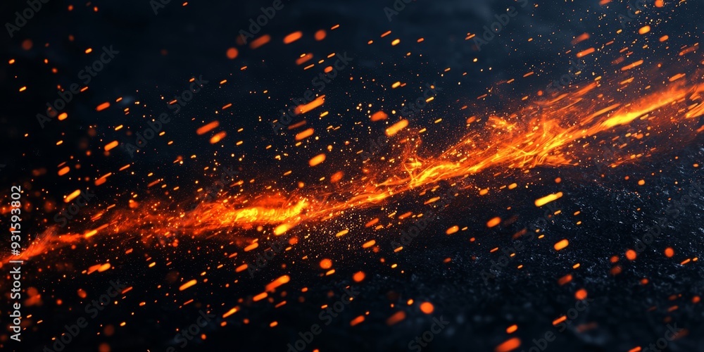 Bright orange sparks flying through a dark space creating a dynamic and fiery effect Ideal for industrial themes energy visuals or creative designs Bright orange sparks flying through a dark space creating a dynamic and fiery effect Ideal for industrial themes energy visuals or creative designs