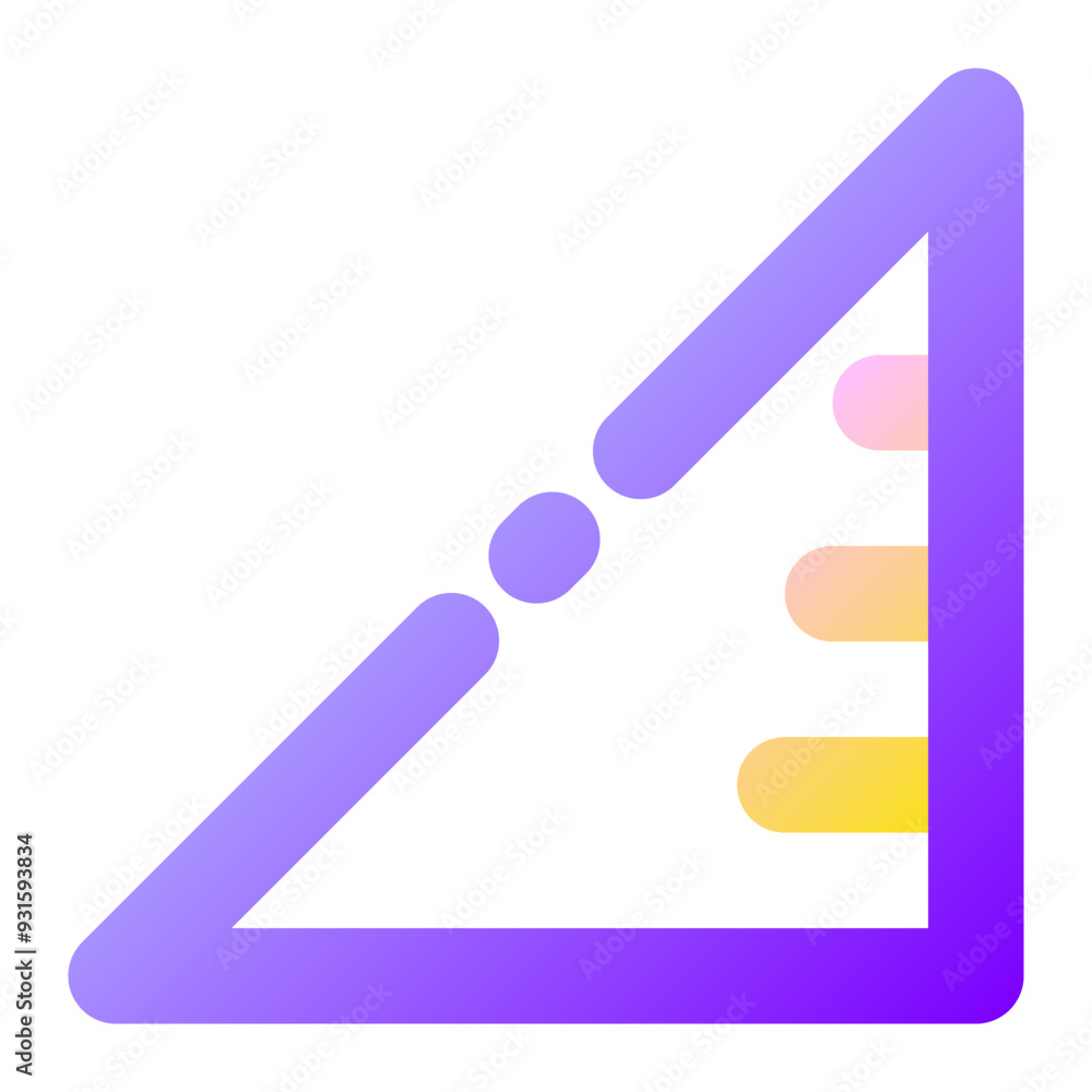 Ruler Triangle Gradient Broken Line Two-Tone Style Icon Perfect for School and Education Theme Ruler Triangle Gradient Broken Line Two-Tone Style Icon Perfect for School and Education Theme