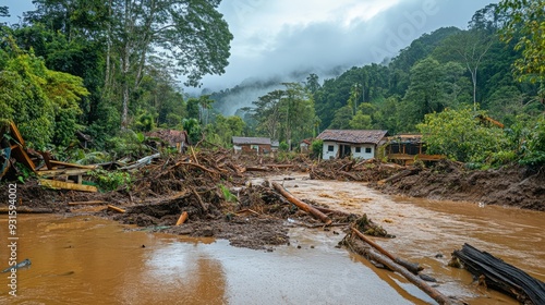 A natural disaster that causes damage to homes is flooding. Flash floods flowed down from the mountains, destroying cities.