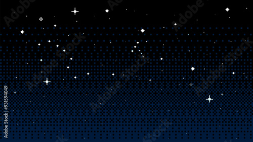 Sky with stars.background in pixel art. Vector illustration.	