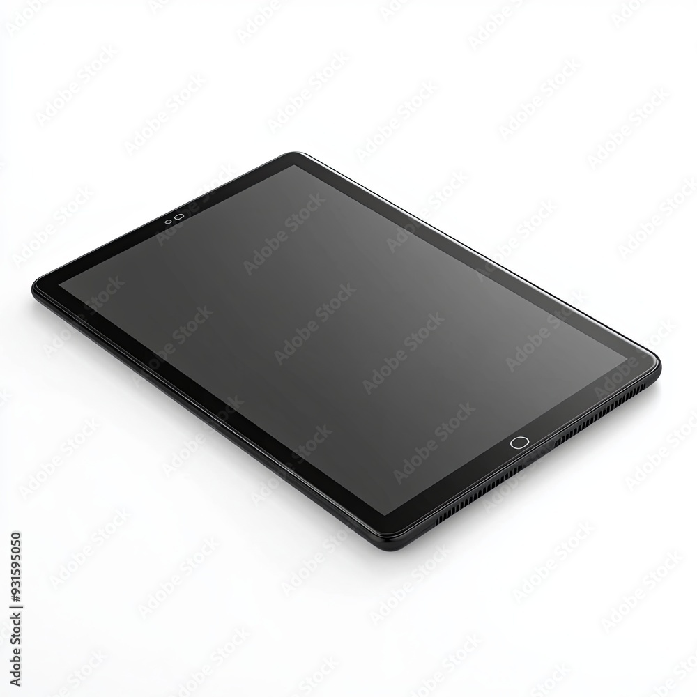 Tablet black on white background cutout isolated without screen side Tablet black on white background cutout isolated without screen side