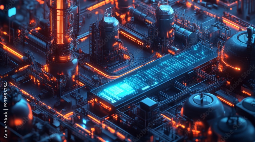 Futuristic Smart Factories with AI-Powered Energy Efficiency: A factory where AI manages energy usage to minimize waste and reduce costs. Futuristic Smart Factories with AI-Powered Energy Efficiency: A factory where AI manages energy usage to minimize waste and reduce costs.