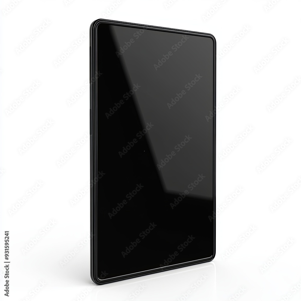 Tablet black on white background cutout isolated without screen side Tablet black on white background cutout isolated without screen side