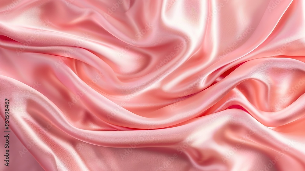 Fototapeta premium A close-up of soft, flowing pink satin fabric showcasing its smooth texture and elegant drape.