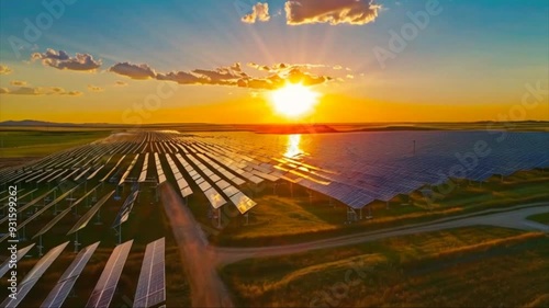 Dynamic Time-Lapse of Industrial Solar Farm Transitioning from Day to Night