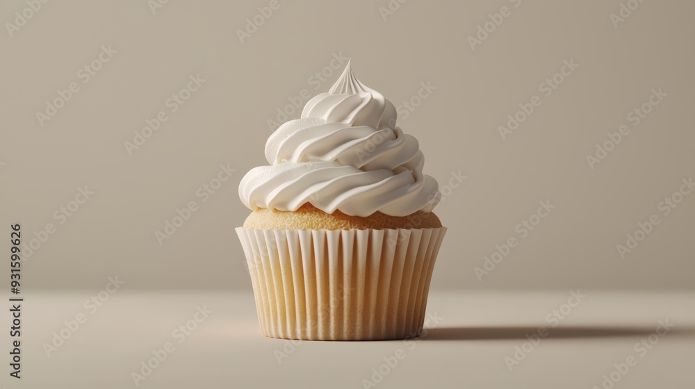 A delicious cupcake with fluffy white frosting, evoking sense of sweetness and delight. A delicious cupcake with fluffy white frosting, evoking sense of sweetness and delight.