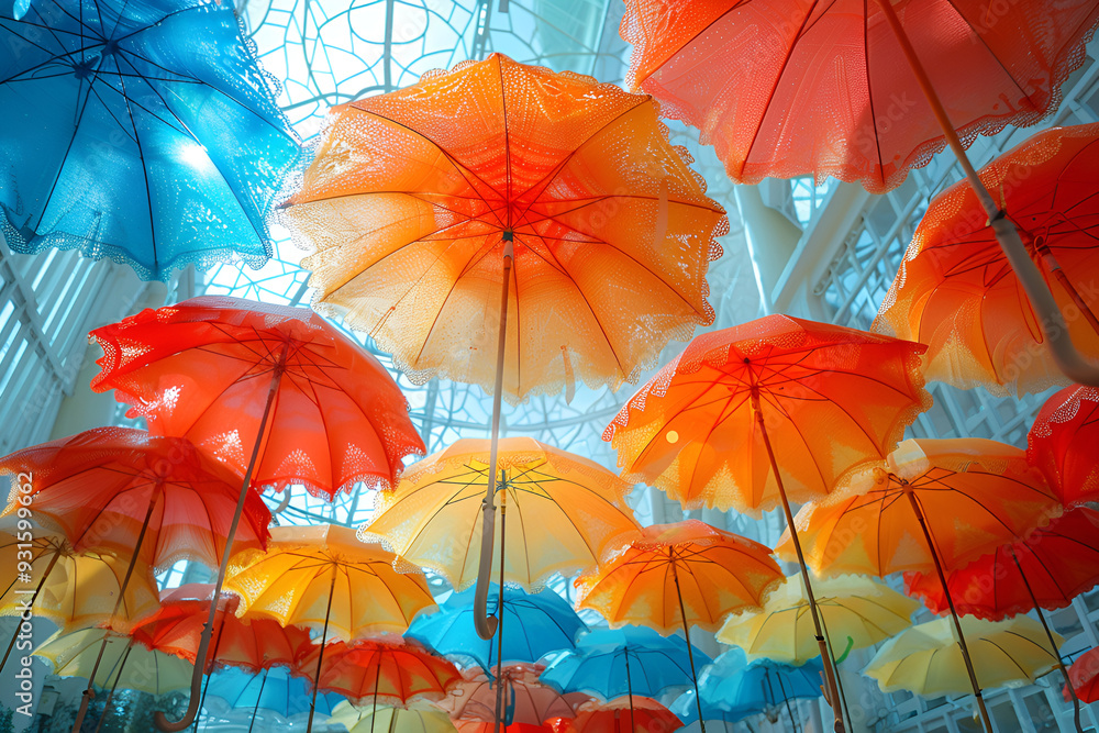 Obraz premium a group of colorful umbrellas