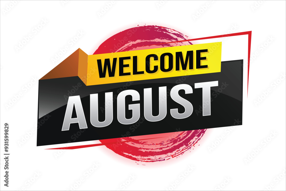 welcome August word text concept icon logo sign symbol vector note 3d style for use landing page, template, social media, web, mobile app, poster, banner, flyer, background, gift card, coupon

