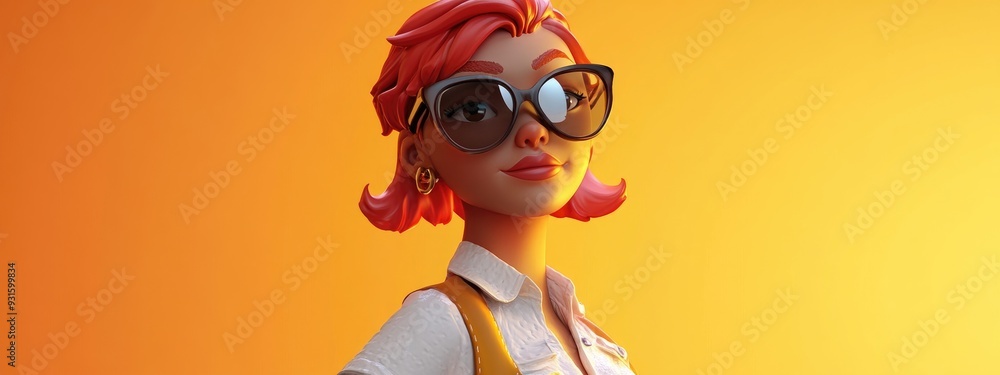 3D Cartoon Rendering of a Stylish Character 3D Cartoon Rendering of a Stylish Character