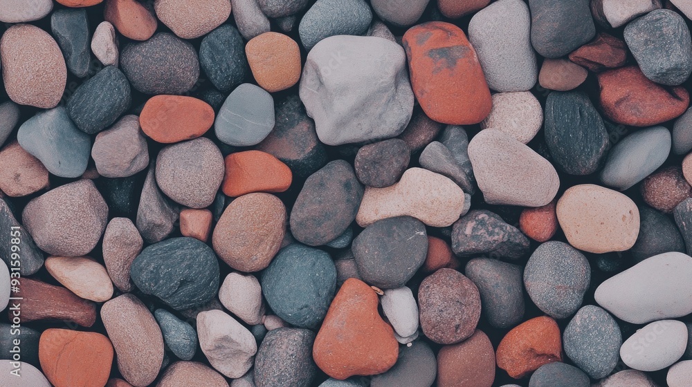 An assortment of diverse rocks lies flat on the sandy beach, showcasing their unique shapes and colors under the soft light of late afternoon SEAMLESS PATTERN An assortment of diverse rocks lies flat on the sandy beach, showcasing their unique shapes and colors under the soft light of late afternoon SEAMLESS PATTERN