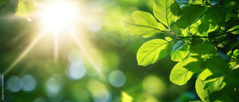 Sunlit Green Leaves in a Forest Setting Sunlit Green Leaves in a Forest Setting