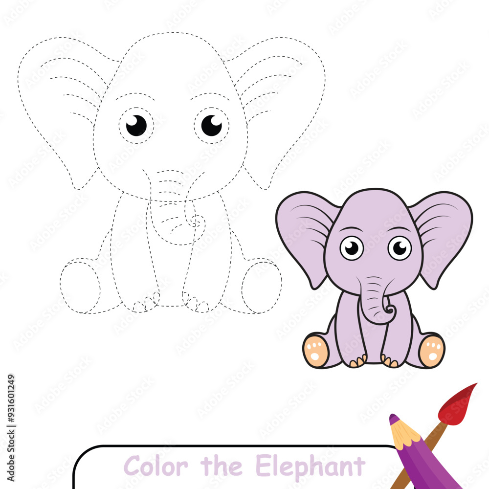 Fototapeta premium Elephant coloring book for kids. kids coloring page. Elephant vector illustration. for coloring, print, game, design